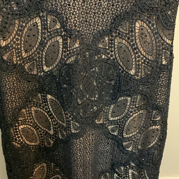 JOVANI Women’s Elegant Lace Beaded Midi Dress 4 Black - Picture 4 of 15